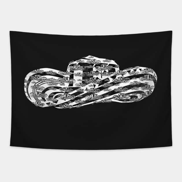 Sombrero Vueltiao in White and Black Ink Pattern (Black Background) Tapestry by Diego-t