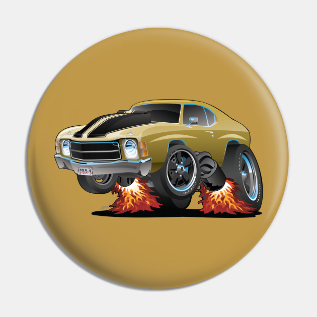 Classic American Seventies Muscle Car Cartoon Classic Car Pin