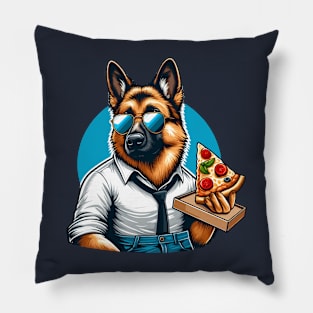 German Shepherd Dog Eating Pizza Pillow