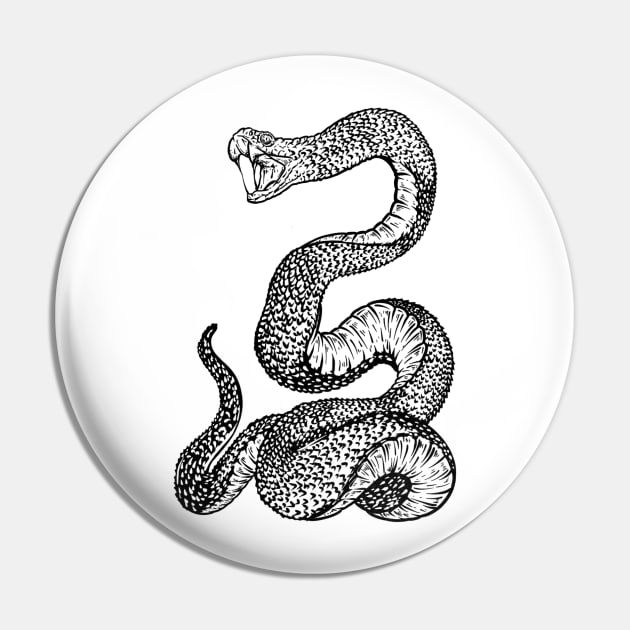 Edna the Snake (Full-Body B&W) Pin by AXOLOTL THE BAND