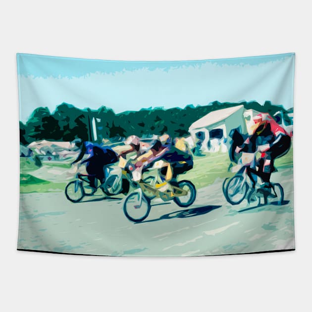 bmx race racing Tapestry by rickylabellevie