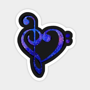 Music Clef Heart Galaxy Bright Blue and Purple Magnet