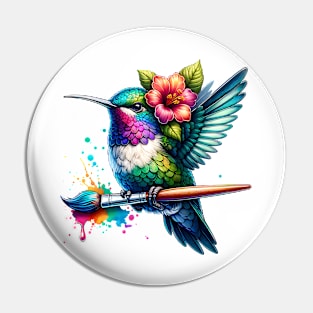 Hummingbird with Paintbrush Pin