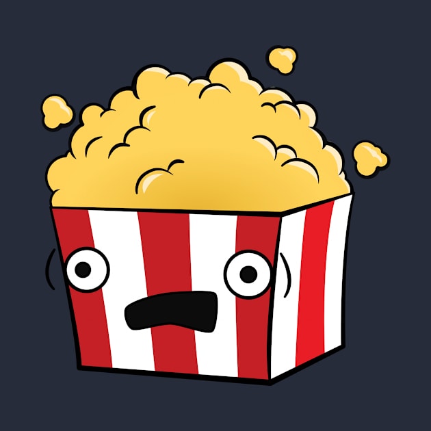 Cute, Kawaii, Cartoon Popcorn by rideawavedesign