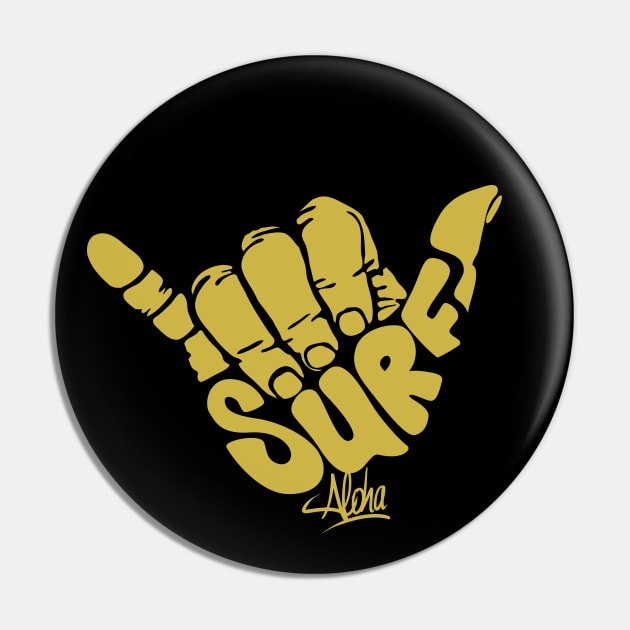 Surfing Hand Sign Aloha Pin by Mako Design 