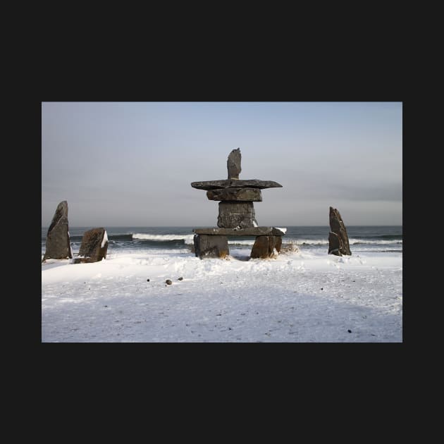 Inuit Inukshuk on Hudson Bay by Carole-Anne