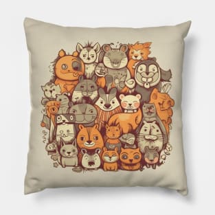 Funny animals, cute children animal motif Pillow