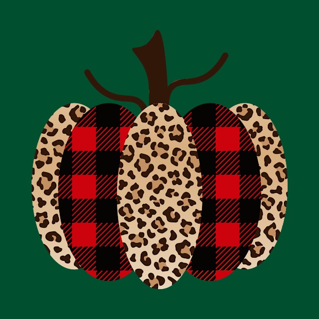 Fall Pumpkin with Red and Black Plaid and Leopard Print by Unified by Design