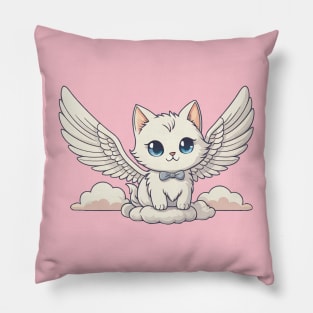 White Angel Kitten Pillow