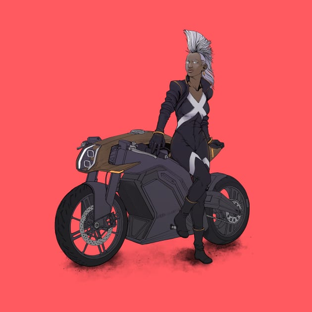 Mohawk Woman On Motorcycle by ForAllNerds