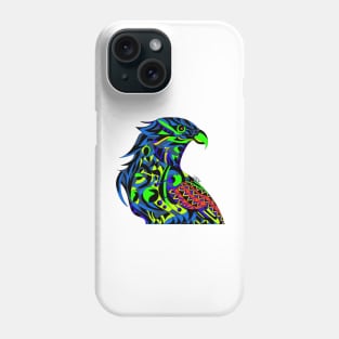 blue arts mecha peregrine falcon halcon ecopop in mexican techno organic tribal totonac patterns Phone Case