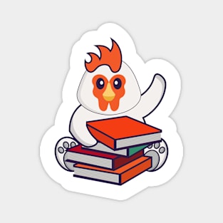 Cute chicken reading a book. Magnet