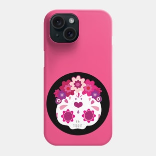 Kawaii mexican sugar skull adorable purple flowers headband cute day of the dead Phone Case