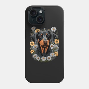 Doberman and Daisies Dog Illustration Phone Case