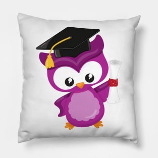 Cute Owl, Baby Owl, Little Owl, Graduation Owl Pillow