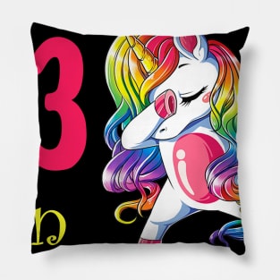 I Turned 13 in quarantine Cute Unicorn Dabbing Pillow