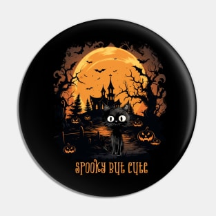 Halloween Trick Or Treat Spooky But Cute Black Cat Pin