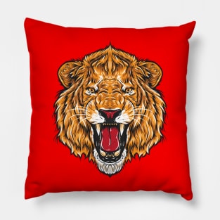 Angry lion face for all who love wild life and animals Pillow