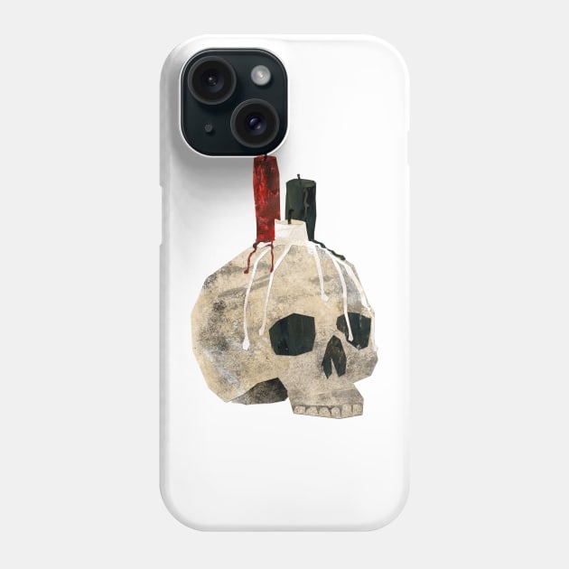 Candles on a skull Phone Case by Babban Gaelg