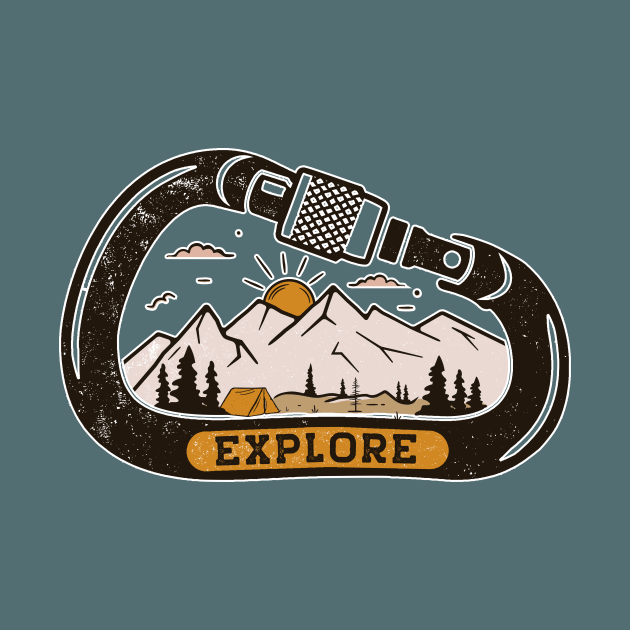 Explore // Vintage Mountain Landscape with Carabiner by SLAG_Creative