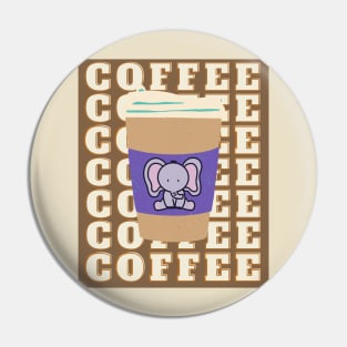 Elephant coffee and coffee text on brown background Pin