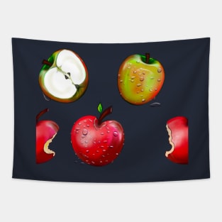 Wet red and green apples with water droplets Tapestry