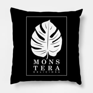 Monstera Deliciosa black and white version Pillow