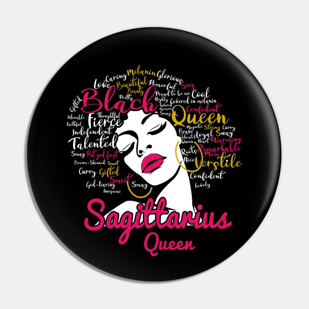 Sagittarius Queen Funny Birthday Gift for Black Women Girl Pin by easleyzzi