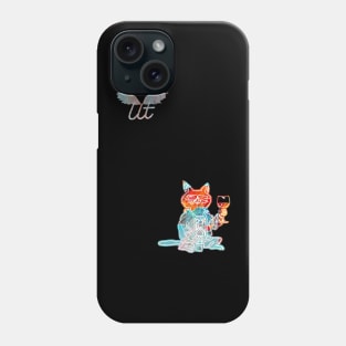 LitQ - cool cutel cat drinks wine on Valentine's Day Phone Case