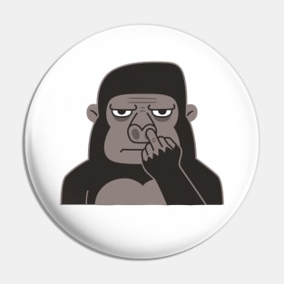 Rude Gorilla Picking Nose Using Middle Finger Pin