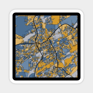 Birmingham Map Pattern in Blue & Gold Magnet