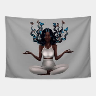 The girl meditating Tapestry