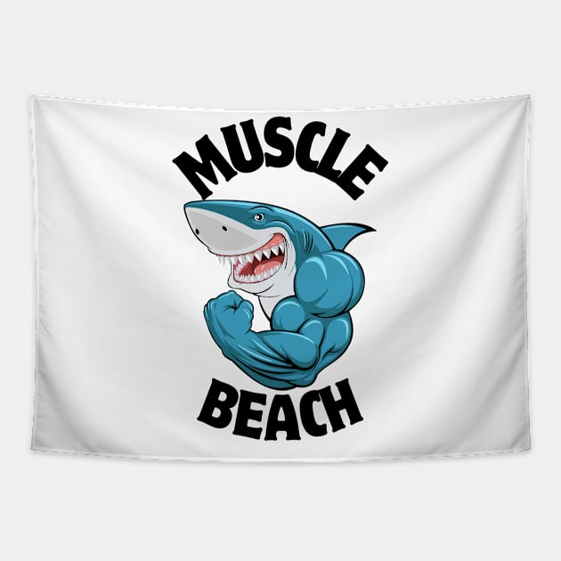 Muscle Beach Shark Tapestry by Tip Top Tee's