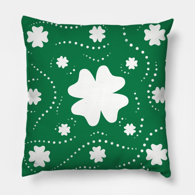 White Clover Pattern Pillow by Xatutik-Art