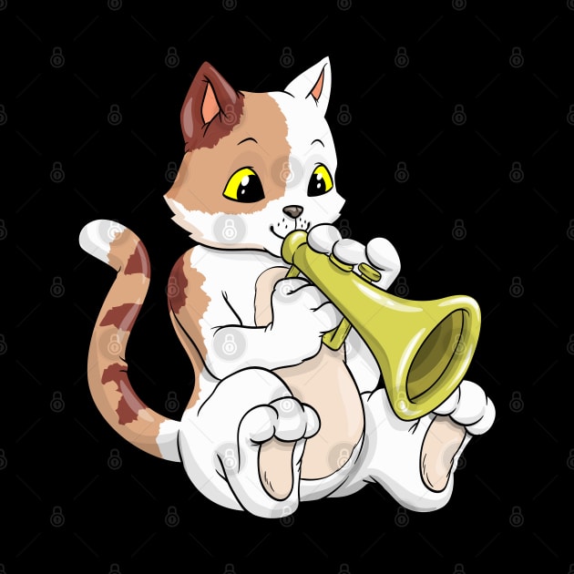 Cute cat is playing the trumpet by Markus Schnabel