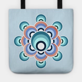 70's aqua and rose gold flower Tote