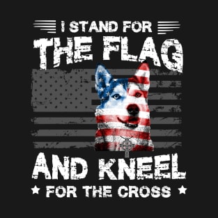 Siberian Husky Dog Stand For The Flag Kneel For Fallen T-Shirt