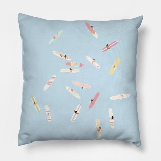 Surfs Up Ladies Pillow by littlemoondance