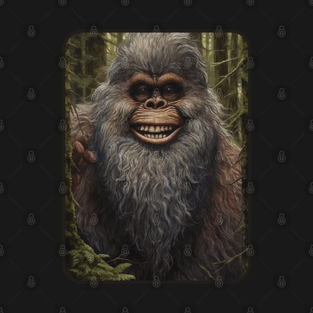 Smiling Bigfoot by AI Art Originals