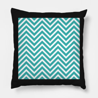 Turquoise Sea Green and White Chevron Pattern Pillow