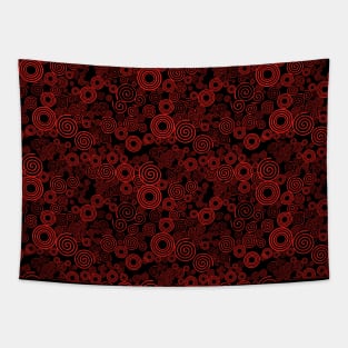 Red and Black Spiral Pattern Tapestry