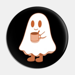 A cute ghost with a cup of tea/coffee/hot chocolate Pin