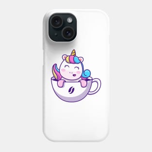 Cute Unicorn In Cup Coffee Phone Case