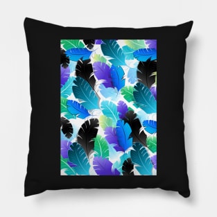 Design with Blue Feathers Pillow