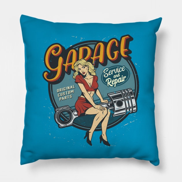 Garage Service and Repair - Original Custom Parts Pillow by funkymonkeytees