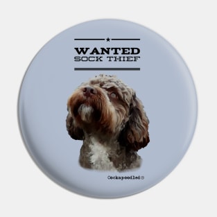 Cockapoo / Doodle Dog Sock Thief Pin