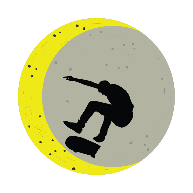 Skateboard Kick Flip OnThe Moon Silhouet Skateboarder by chrizy1688