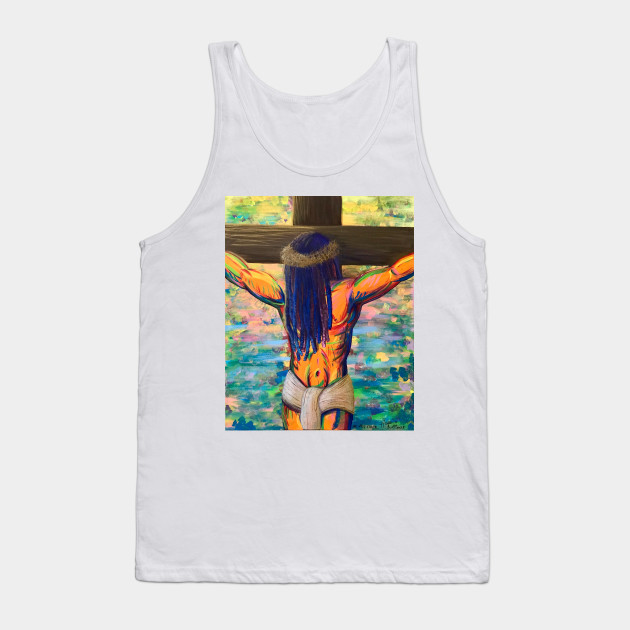 Jesus Christ Colorful Painting Black Jesus On The Cross Tank