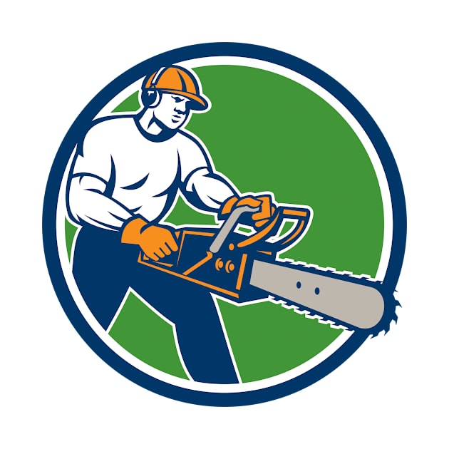 Lumberjack Tree Surgeon Arborist Chainsaw Circle by patrimonio