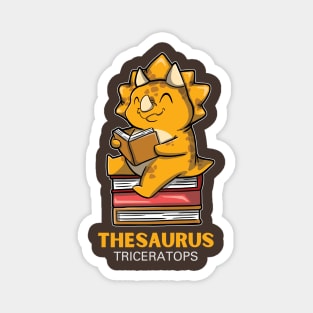 Thesaurus - Triceratops Sitting On A Pile Of Books Reading Magnet